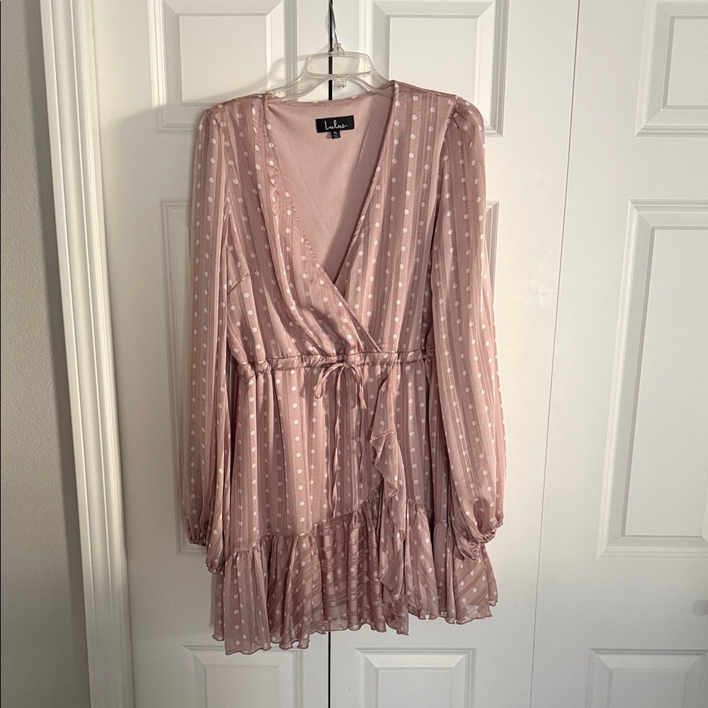Lulu's Mauve Polka Dot Dress